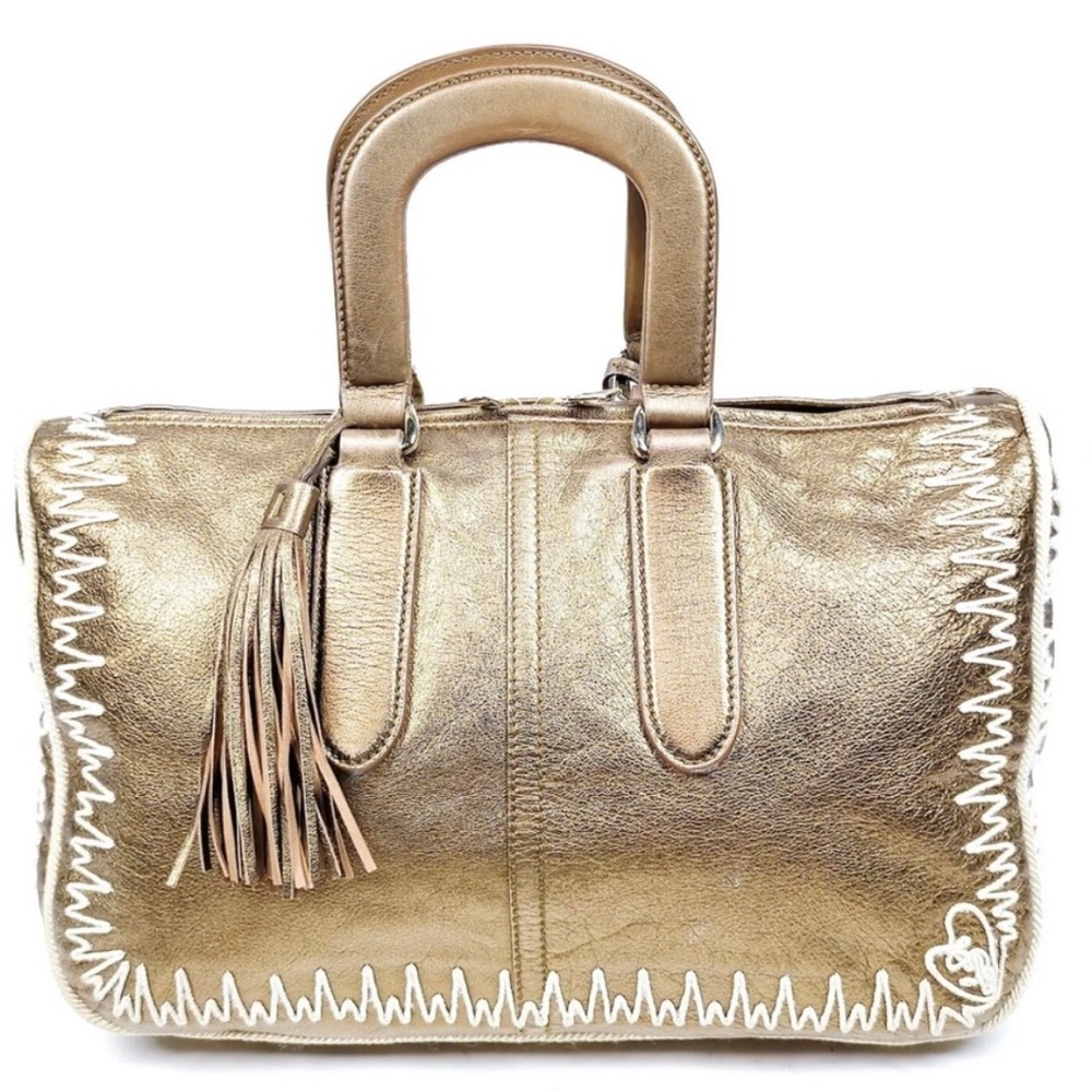 YSL Metallic Boston Bag / Leather